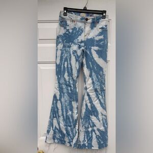 Alice + Olivia Blue Denim with White Abstract Pattern
